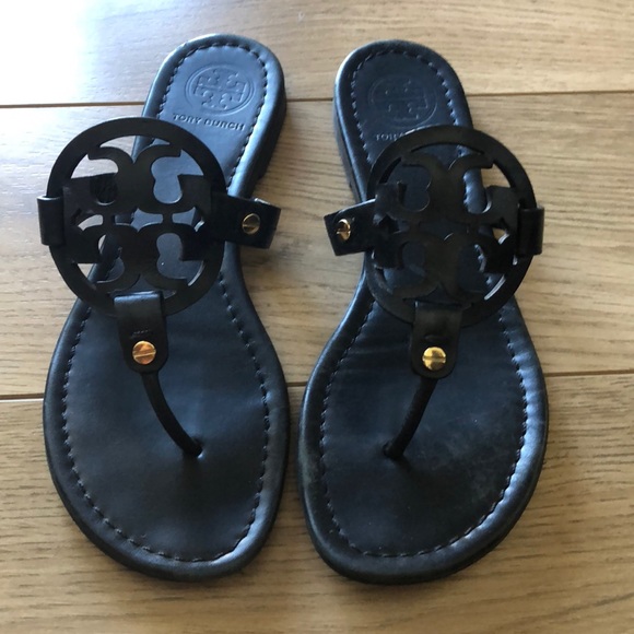 tory burch miller sandals black leather